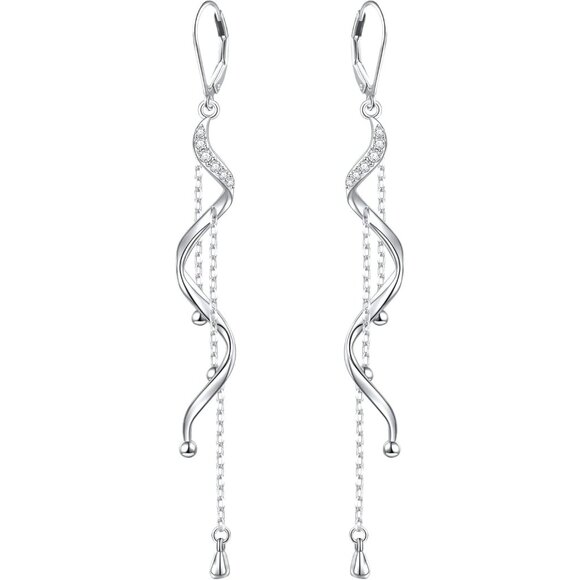 Leverback Dangle Earrings for Women Teardrop Filigree 14K Gold Plated Linear - Picture 1 of 7